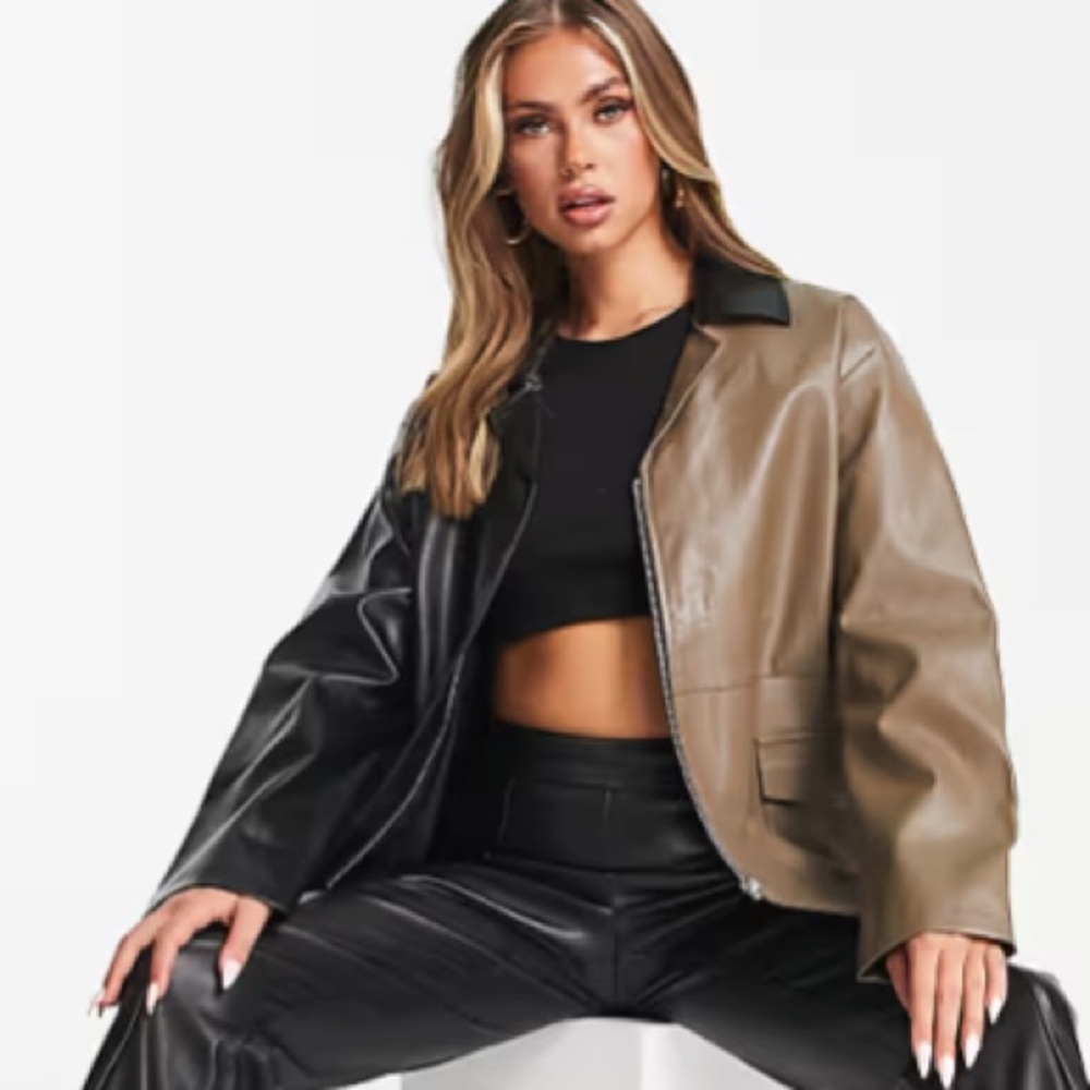 4th & Reckless Two-Tone Black and Brown Women's Jacket